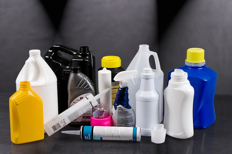 Mixed automotive and industrial plastic containers - Lubricants, detergents, and detailing products.